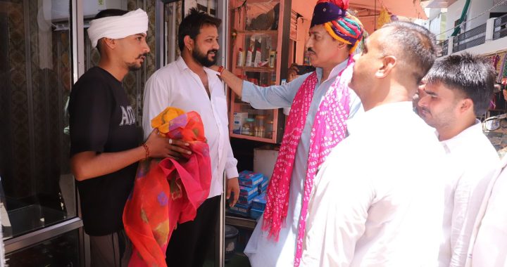 Rajasthan Industry Minister Col. Rajyavardhan Singh Rathore is visiting local stores and discussing development plans with trade union leaders in Jhotwara.