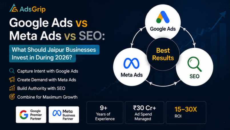 Google Ads vs Meta Ads vs SEO comparison for Jaipur businesses